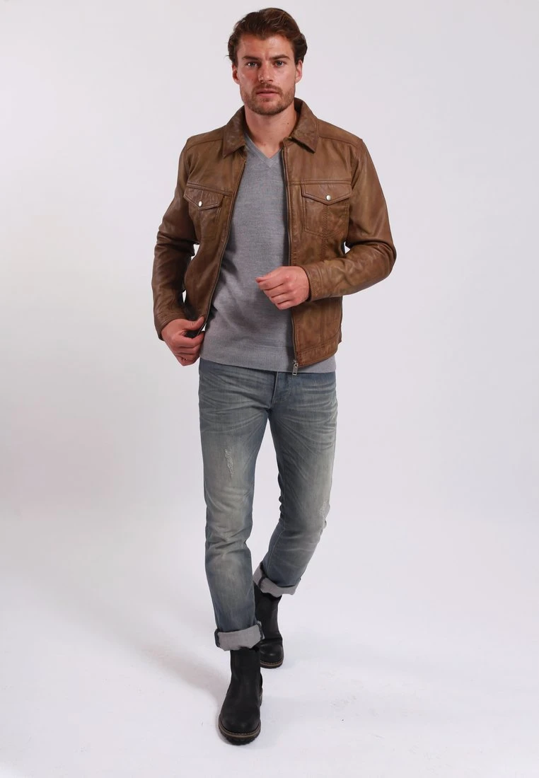 Lee Cooper Leren Jas - Vintage Cognac 2 Lee Cooper Leren Jas - Vintage Cognac - Afbeelding 2