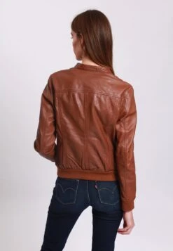 Lee Cooper Leather Jacket With Round Collar - 2 Zipped Side Pockets - - Leren Jas - Cognac -Lee Cooper Winkel 34400b1754eb45e3959003e8f32ac50b