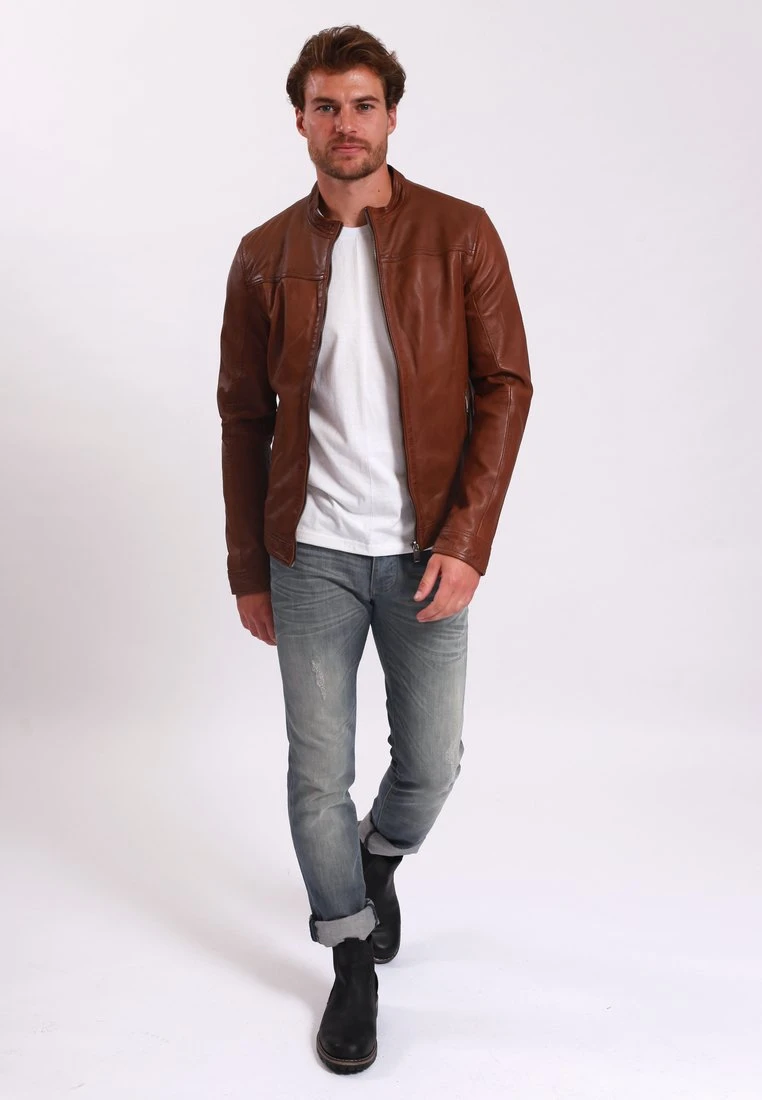 Lee Cooper Leren Jas - Cognac 2 Lee Cooper Leren Jas - Cognac - Afbeelding 2