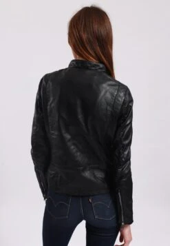 Lee Cooper Leather Jacket With Round Collar And Push Button Closure - - Leren Jas - Black -Lee Cooper Winkel 3df9a1e983f24a9b90cdd31689c735a8