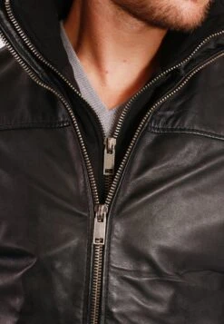 Lee Cooper Long Jacket With Collar Shirt - 2 SplitSide Pockets - Fr - Leren Jas - Black -Lee Cooper Winkel 590482f87da348928be118823731492e