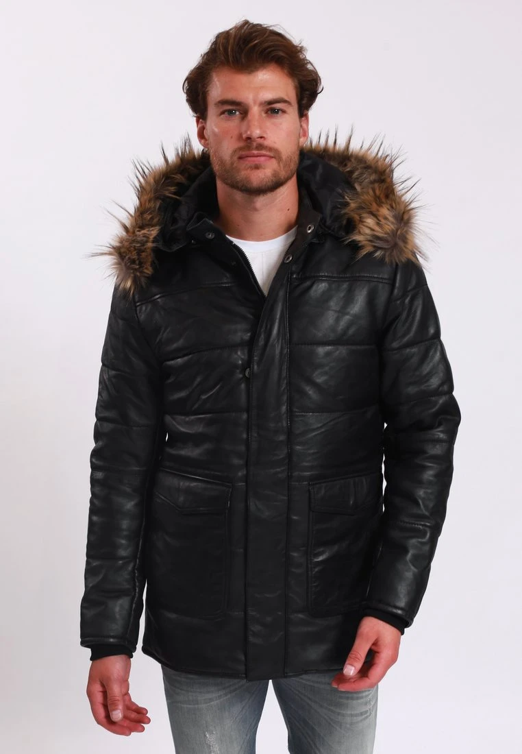 Lee Cooper Downjacket With Round Collar And Removable Hood With Synth - Leren Jas - Black 3 Lee Cooper Downjacket With Round Collar And Removable Hood With Synth - Leren Jas - Black - Afbeelding 3