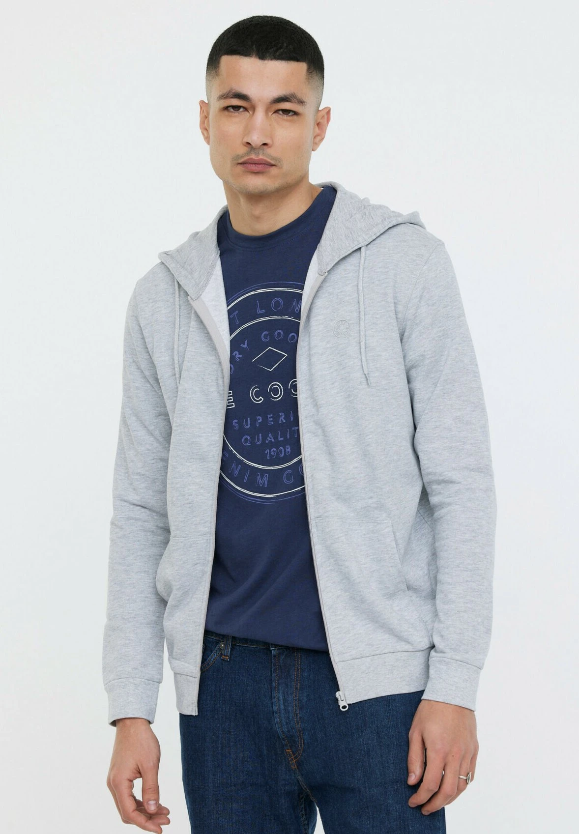 Lee Cooper Etienne - Sweater Met Rits - Gris Chiné 1 Lee Cooper Etienne - Sweater Met Rits - Gris Chiné