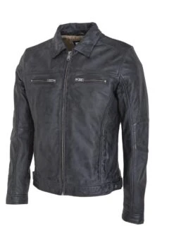 Lee Cooper Leather Jacket With Collar Shirt - 2 Split Side Pockets - - Leren Jas - Vintage Black -Lee Cooper Winkel c1f8f7622e8e4ba9a107dc45d45066b9